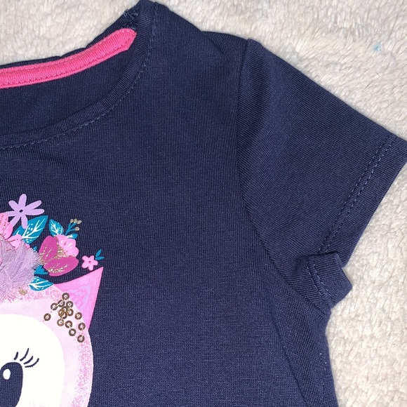 Cynthia Rowley 5/6 Navy Blue Sequin Owl Top Girls Shirt - Picture 4 of 10